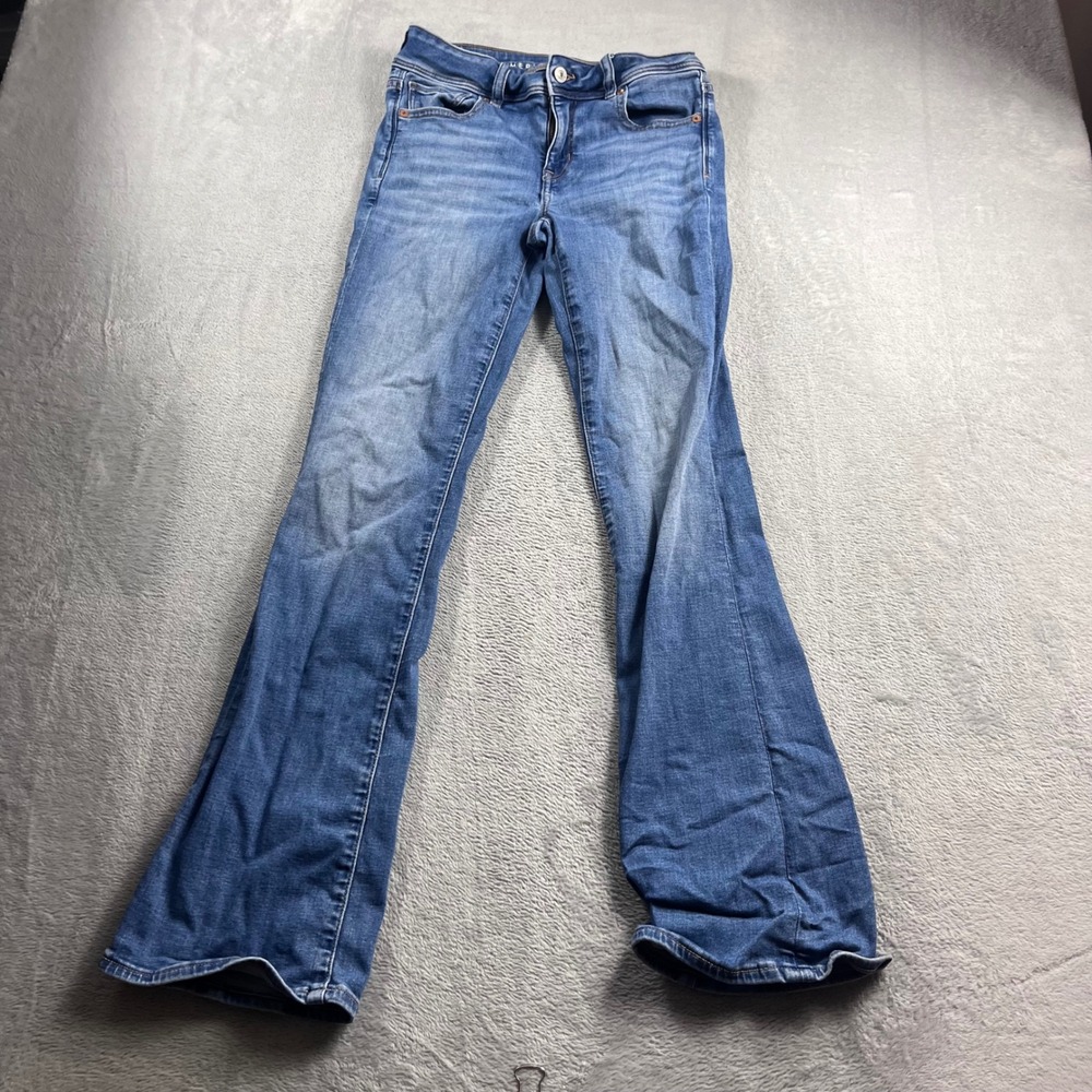 American Eagle Kick Boot Jeans Womens 2 Regular Blue Next Level Stretch Denim